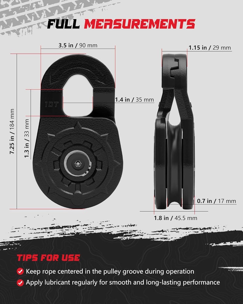 AMBULL Towing Winch Snatch Block Hook, Separate Pulley Block, Tow Winch Hook, Multiple-Purpose G80 Heavy Duty Forged Winch Hook Snatch Block Pulley, 22Tons(46,051lbs) MBS, for Synthetic Rope, Black - Image 5